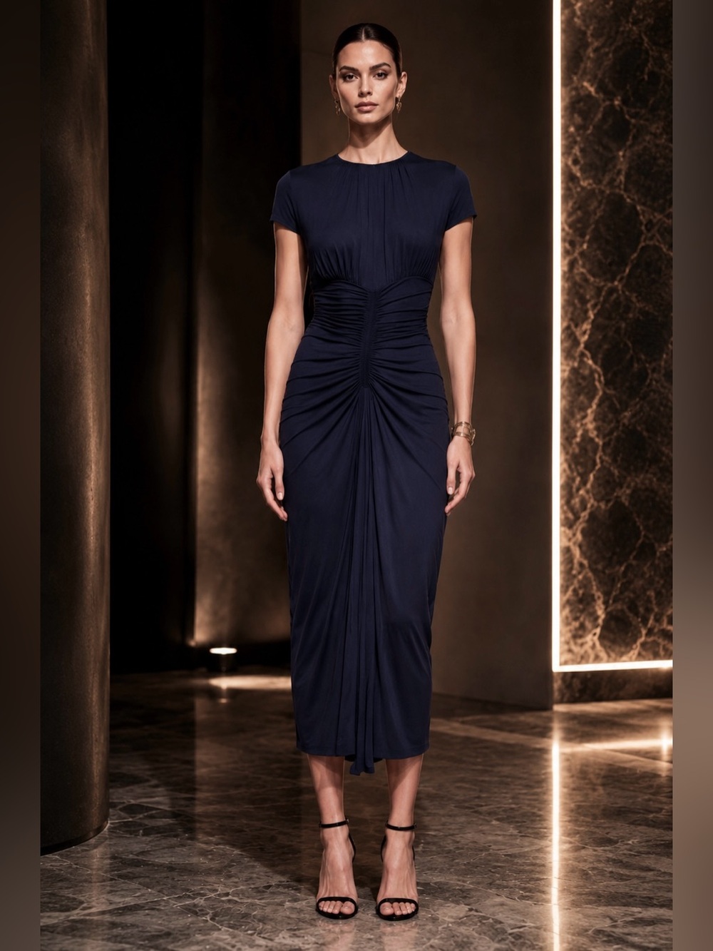 NWT Michael Kors Runway Collection Spring 2014 Indigo Ruched Dress Sz 2 - Picture 2 of 12
